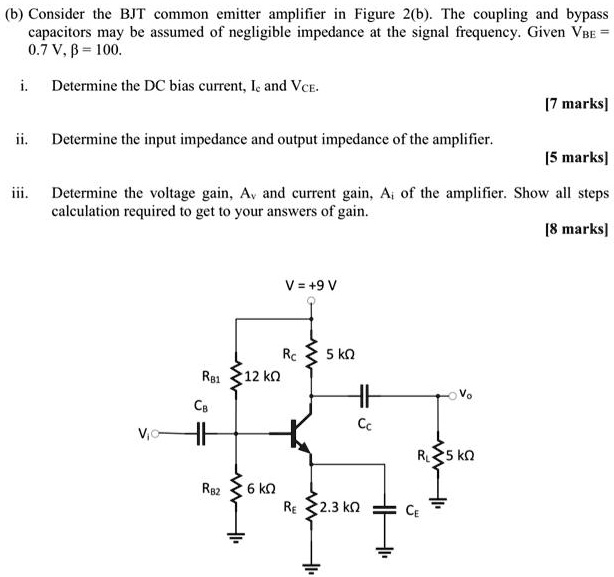 SOLVED Consider the BJT common emitter amplifier in Figure 2b. The