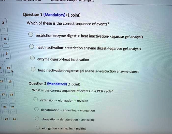 SOLVED Question 1 (Mandatory) (1 point) Which of these is the correct sequence of events
