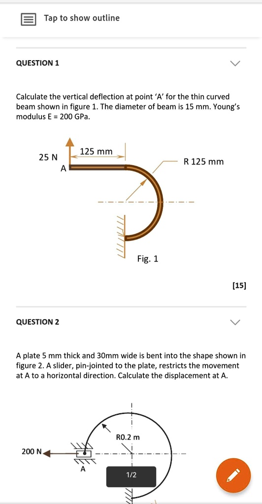 SOLVED: QUESTION 1 Calculate The Vertical Deflection At Point 'A' For ...