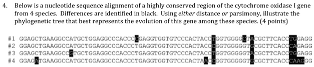 SOLVED: Below is = nucleotide sequence alignment ofa highly conserved ...