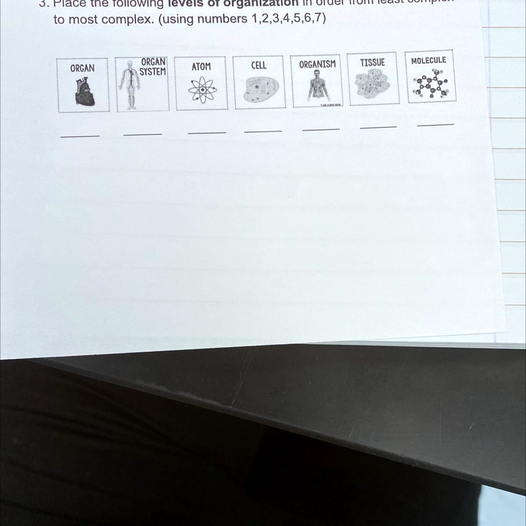 3. Place the following levels of organization in order from...
