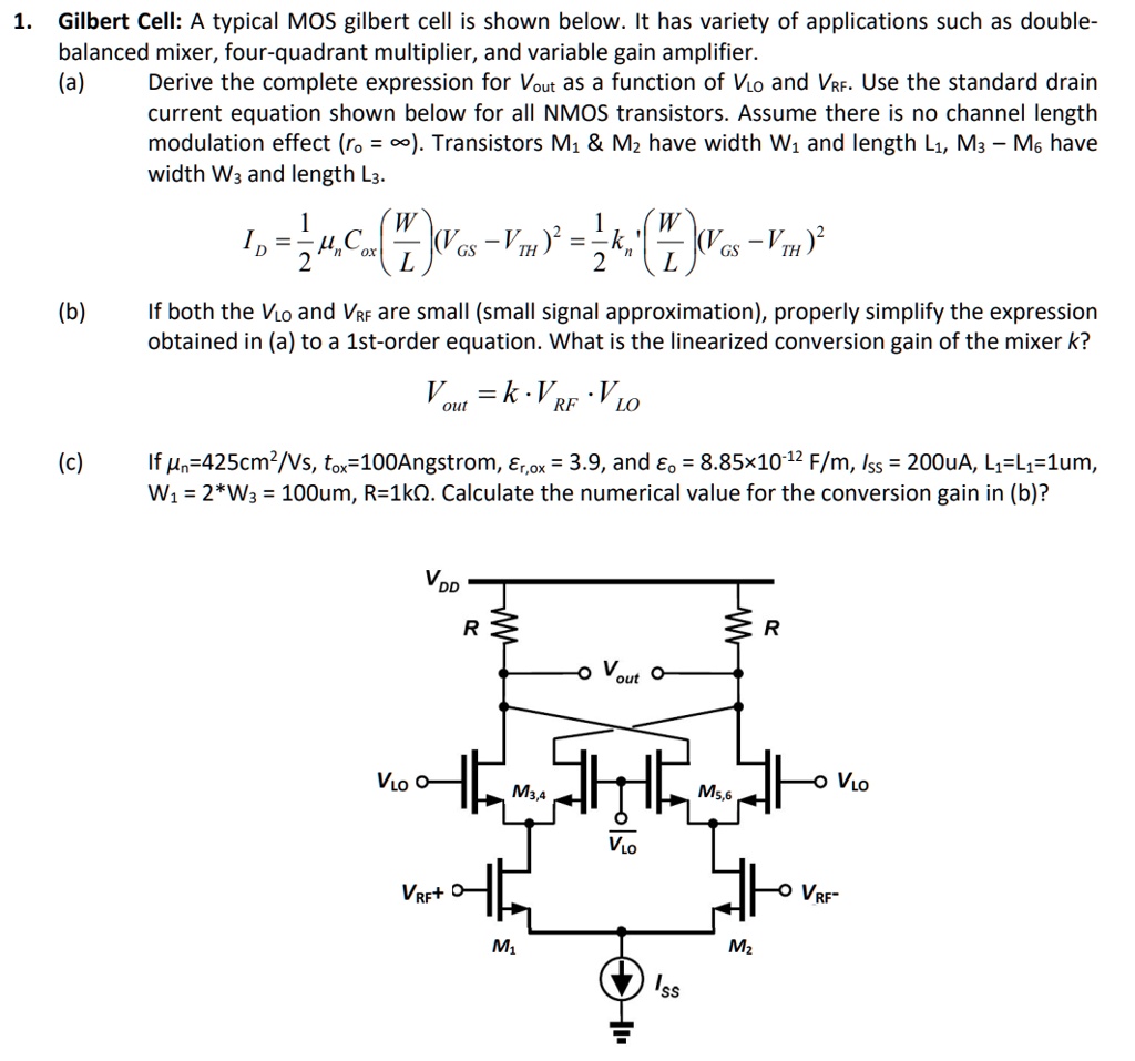 Gilbert Cell Razavi SOLVED: Texts: 1. Gilbert Cell: A typical MOS Gilbert cell is shown ...