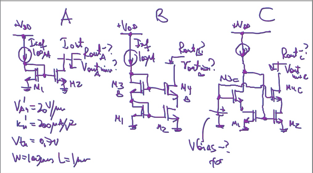 SOLVED: Consider 3 variants of NMOS current sources (actually, sinks ...