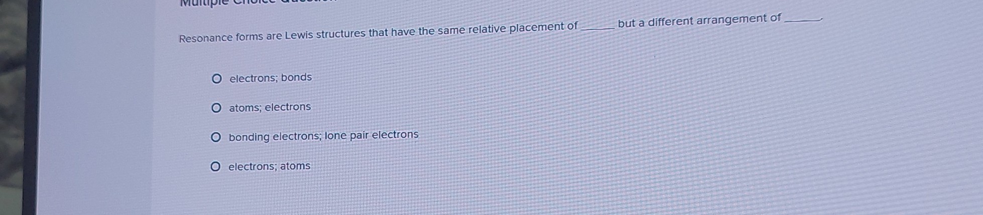 SOLVED: Resonance forms are Lewis structures that have the same ...