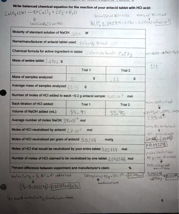 SOLVED Write balanced chemical equation for the reaction of your