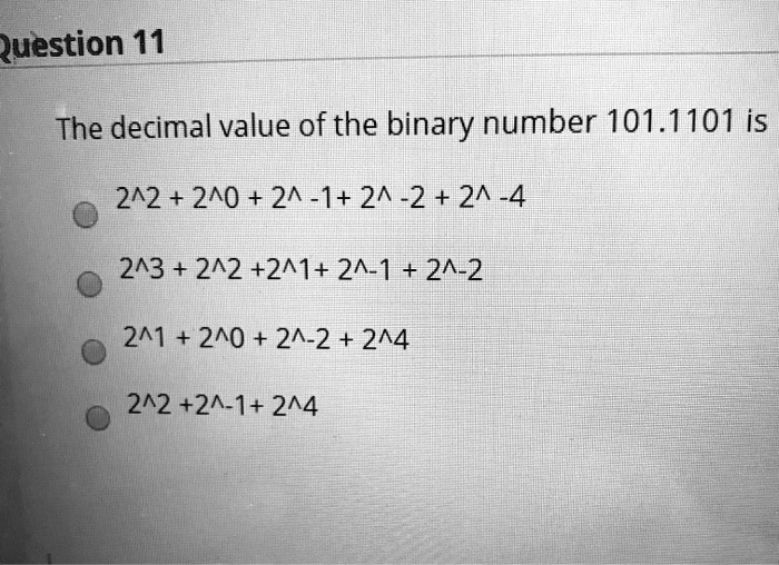 what will be the decimal value of binary number 101
