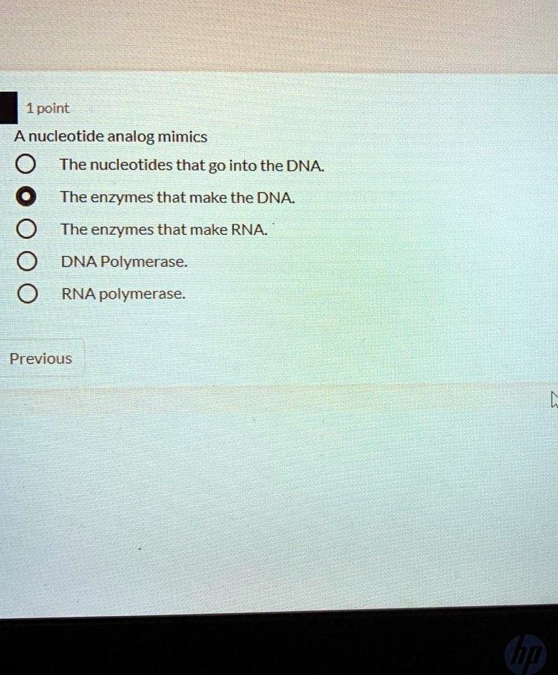 1point A Nucleotide Analog Mimics The Nucleotides Tha Solvedlib 2069