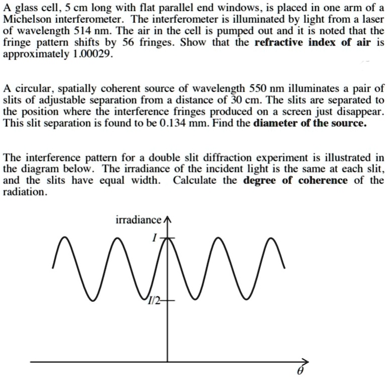 Glass Window Interference Pattern A glass cell, 5 cm long with flat parallel end windows, is placed in ...