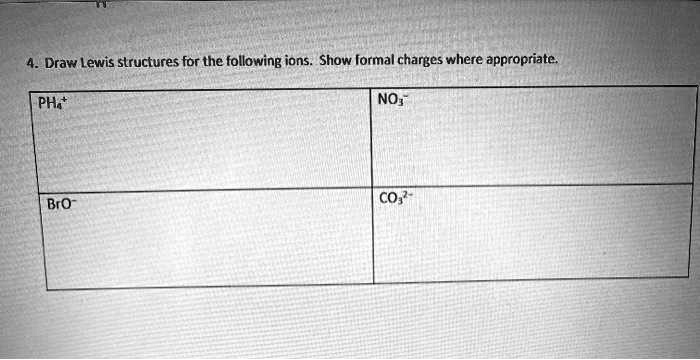 SOLVED: Draw Lewis structures for the following ions. Show [ormal
