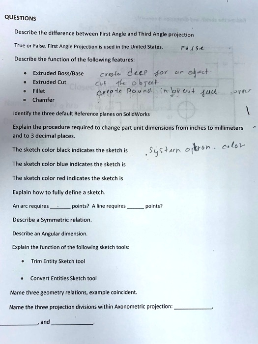 questions describe the difference between first angle and third angle ...