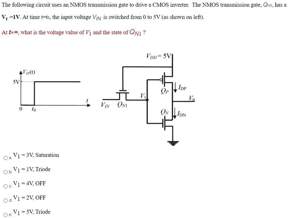 SOLVED The following circuit uses an NMOS transmission gate to drive a