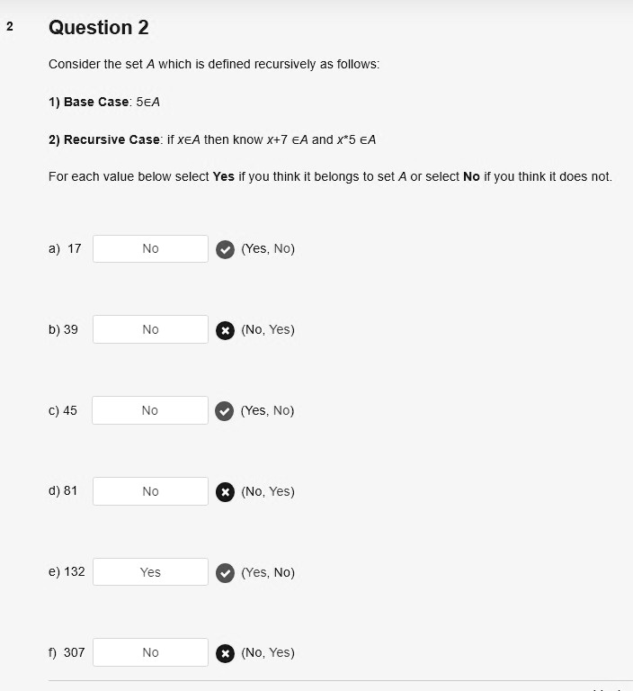 2. Question 2 Consider the set A which is defined recursively as ...