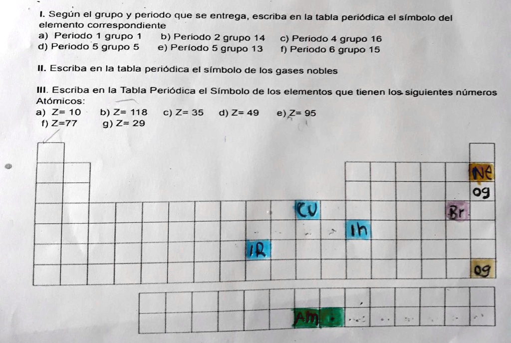 SOLVED: Según El Grupo Y Periodo Que Se Entere Que Hay En La Tabla ...