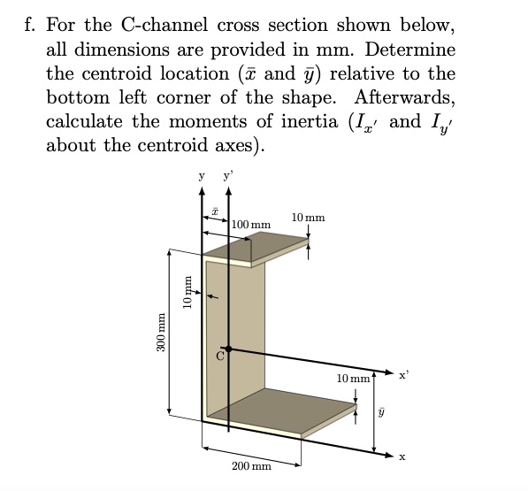 SOLVED: For the C-channel cross section shown below, all dimensions are ...