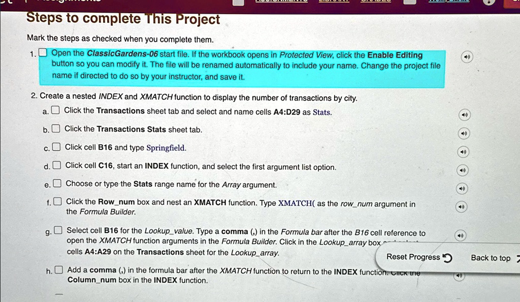 Steps to complete this project mark the steps as checked...