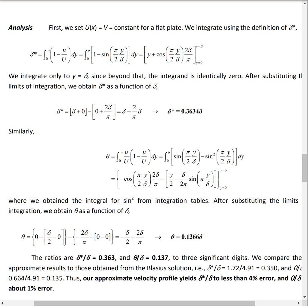 i just need help understanding this math im unsure of the math behind the integral and how they got the final relation for momentum thickness cospi2ydelta2deltapi i just dont understand how  76494