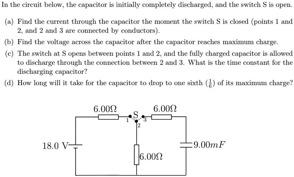 Solved: In The Circuit Below; The Capacitor Is Initially Completely 