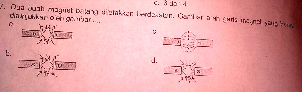 SOLVED: dua buah magnet batang diletakan berdekatan.gambar arah garis