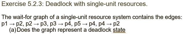 SOLVED: Exercise 5.2.3: Deadlock With Single-unit Resources The Wait ...