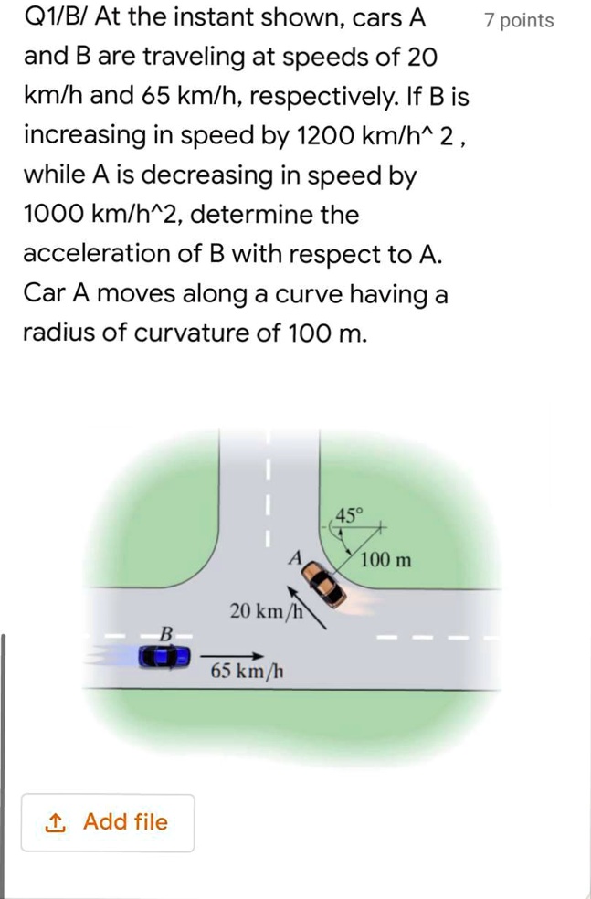 SOLVED: At The Instant Shown, Cars A And B Are Traveling At Speeds Of ...