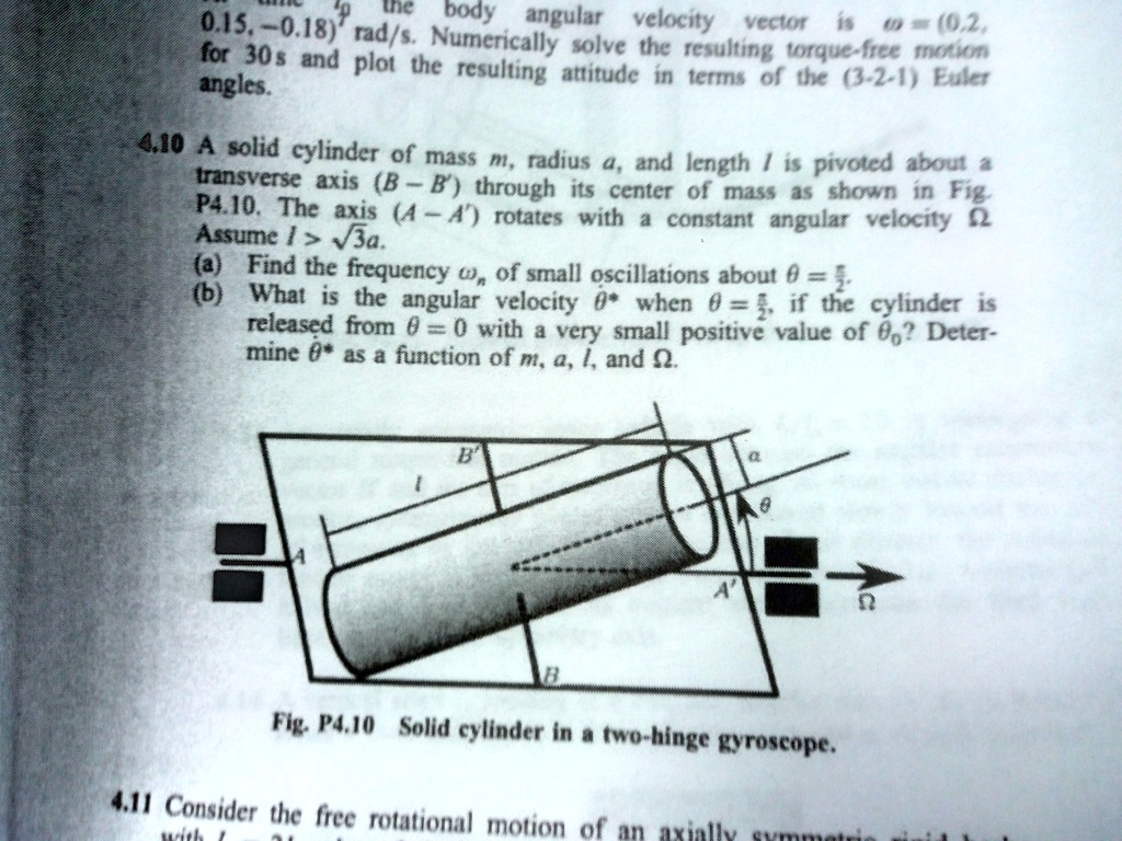 A Solid Cylinder Of Mass M Radius A And Length L Is Pivoted About A ...