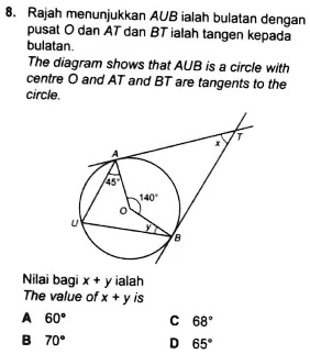 SOLVED: The diagram shows that AUB is a circle with a center, and AT ...