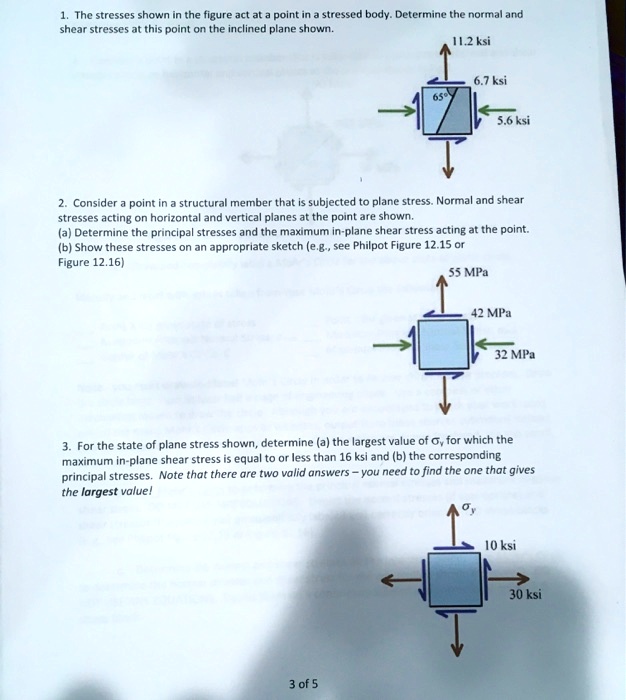 1 the stresses shown in the figure act at a point in a...