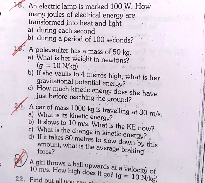 SOLVED An electric lamp is marked 100 W. How many joules of electrical