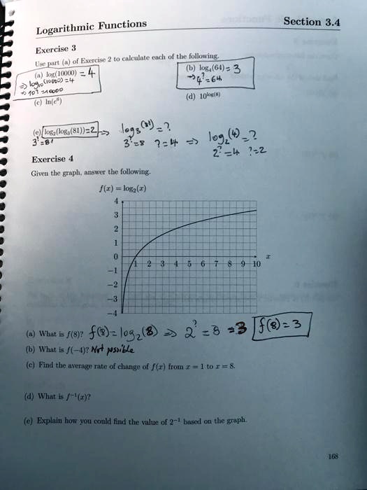 Solved Functions Logarithmic Exercise K1s T0 Cl Uluta Cach The Follering Uat 1og 6v 3 Hnt I Uu Ioue 4 64 Iccke 000 0 5u Inte Section 3 4 Oga Logs 84 122 3 8 Key0 Los 0 32