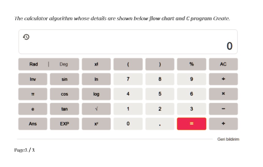 SOLVED: The calculator algorithm whose details are shown below flow ...