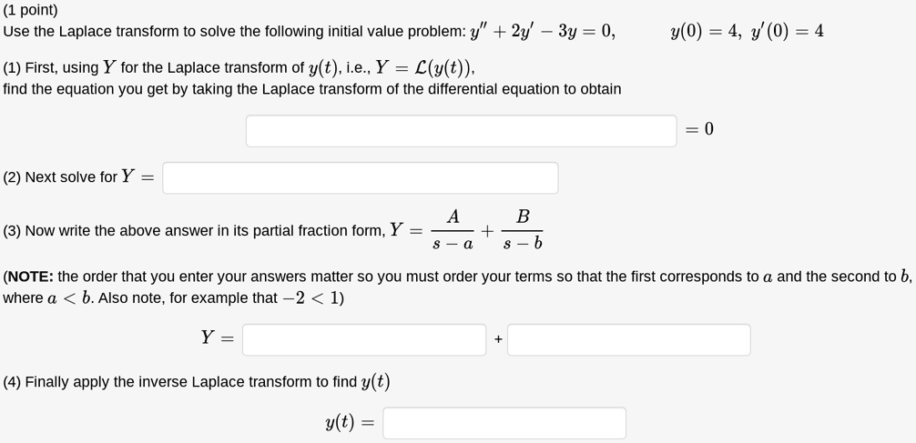 1-point-use-the-laplace-transform-to-solve-the-foll-solvedlib