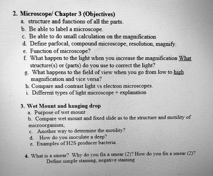 SOLVED Microscope Chapter 3 (Objectives) Structure and functions of