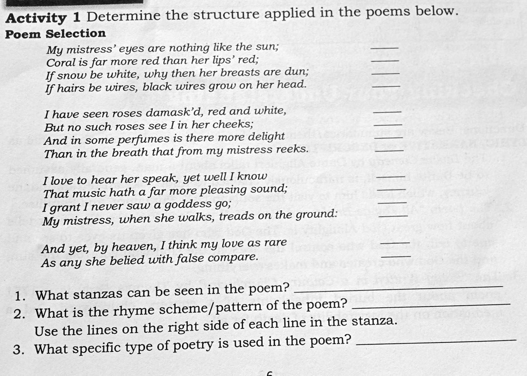 SOLVED: What Stanzas Can Be Seen In The Poem? What Is The Rhyme Scheme ...