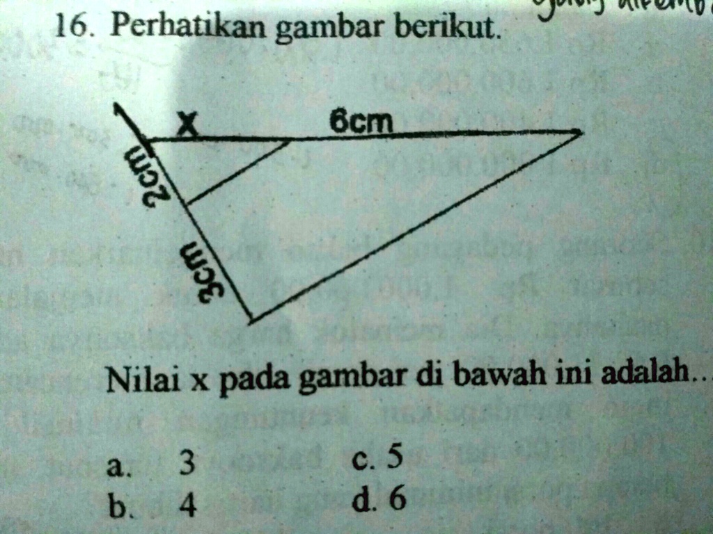 SOLVED: Nilai X Pada Gambar Berikut J ) Mur @(v 16 . Perhatikan Gambar ...