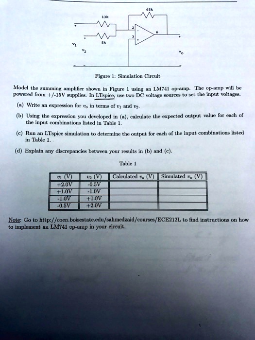 Figure 1: Simulation Circuit Model the summing amplifier shown in