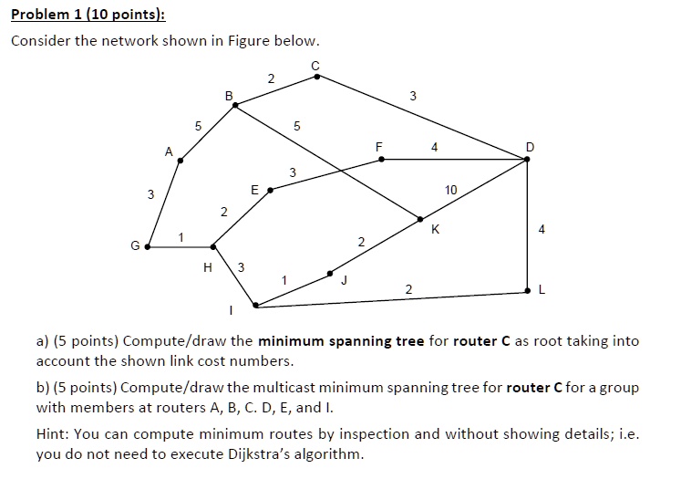 [GET ANSWER] Problem 1 (10 points): Consider the network shown in ...