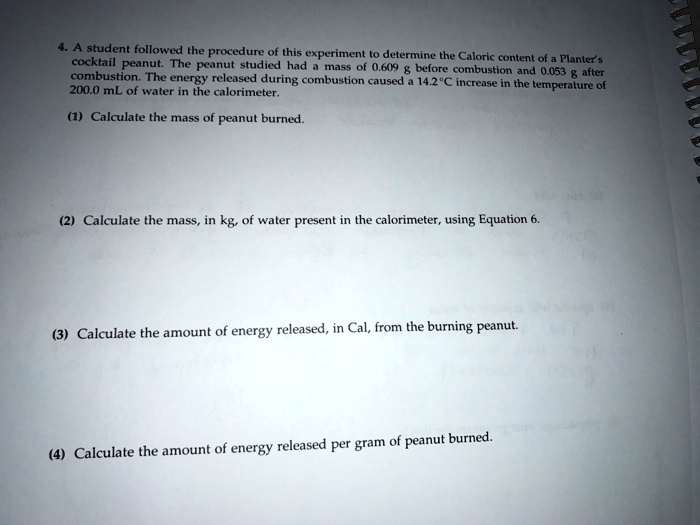 SOLVED A student followed the procedure of this experiment determine