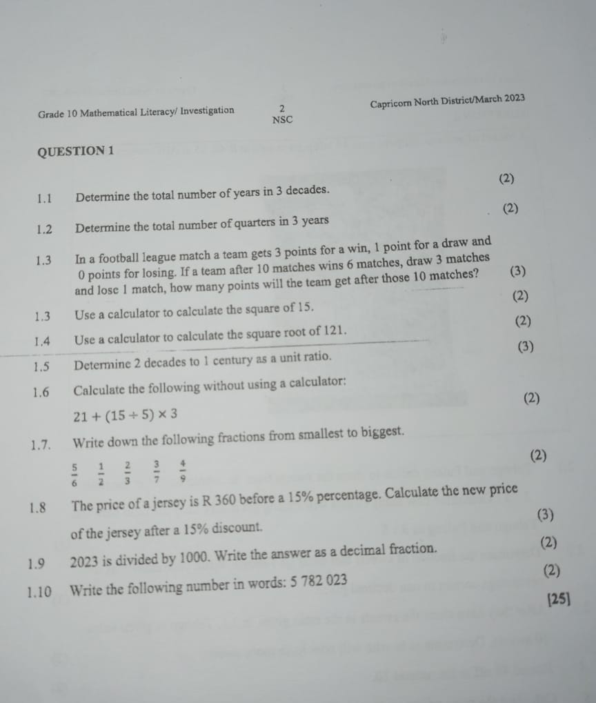 mathematical literacy grade 10 assignment 2023 term 3