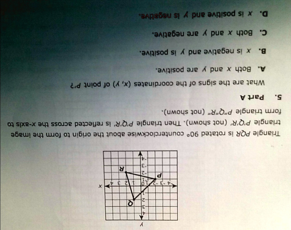 In the figure below, Triangle A has been rotated about the origin