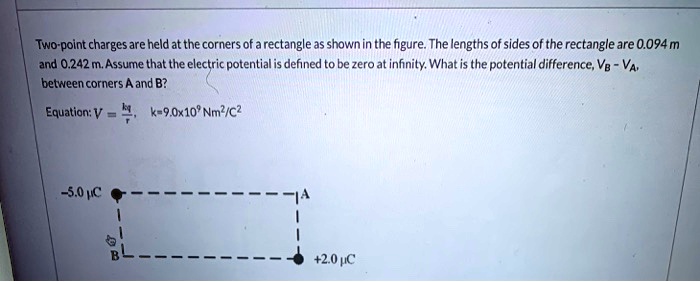SOLVED: Two point charges are held at the corners of a rectangle as ...