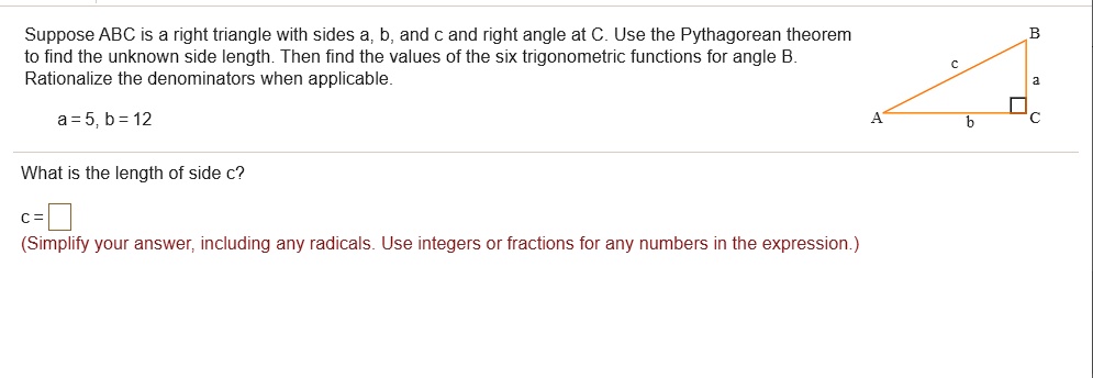 SOLVED Suppose ABC is a right triangle with sides a b and c and