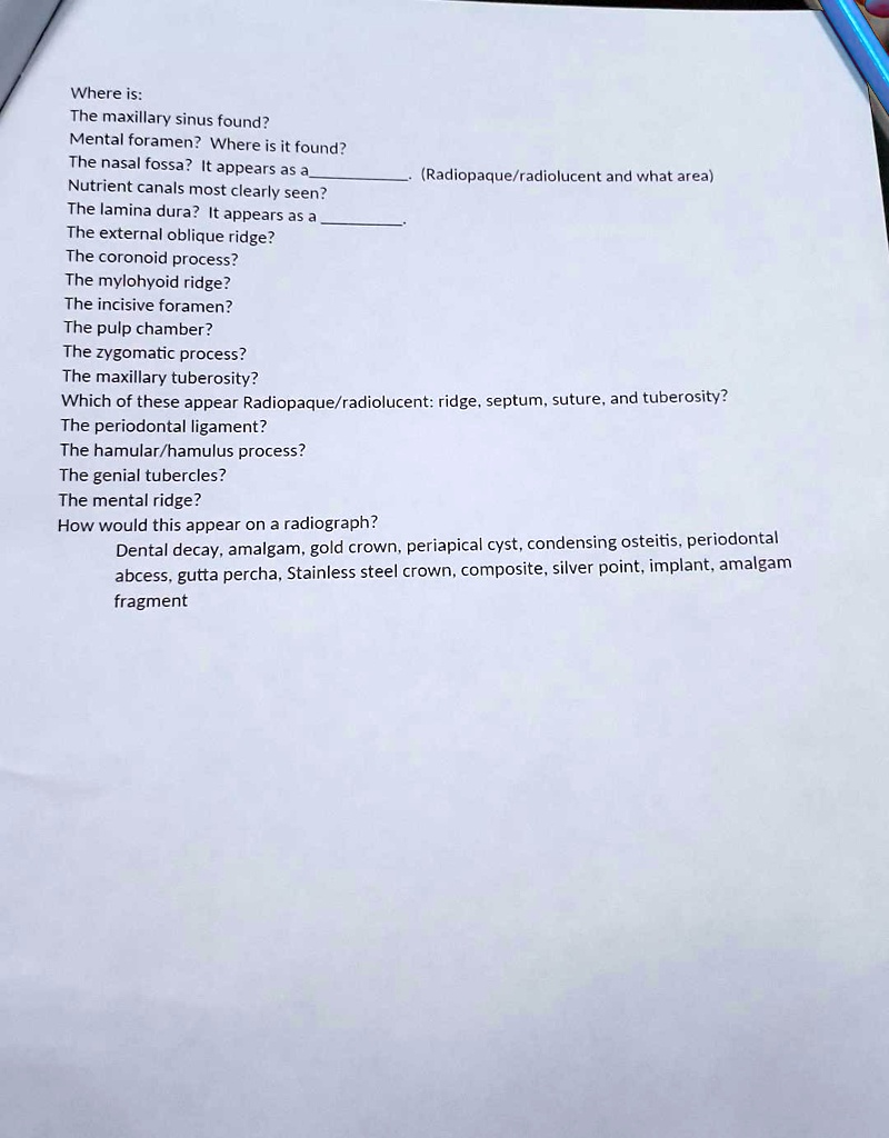 SOLVED Texts Where is the maxillary sinus found? Mental foramen
