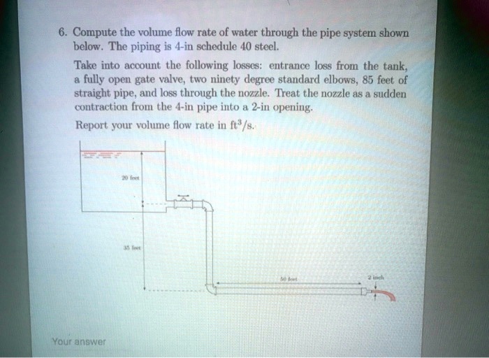 SOLVED Compute the volume flow rate of water through the pipe system