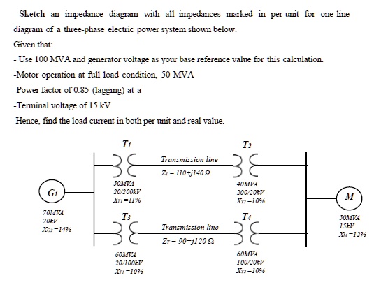 SOLVED: Sketch Impedance diagram with all impedances marked. Per-unit ...