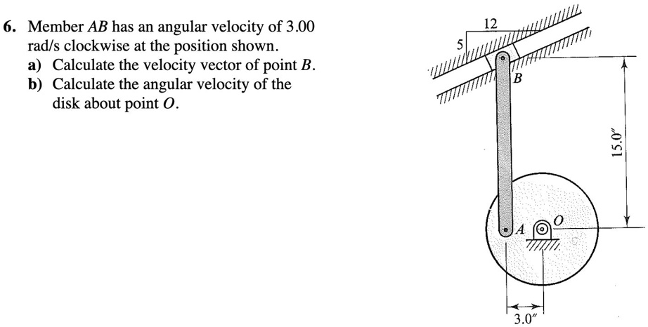 6. Member AB has an angular velocity of 3.00 rad/s clockwise...