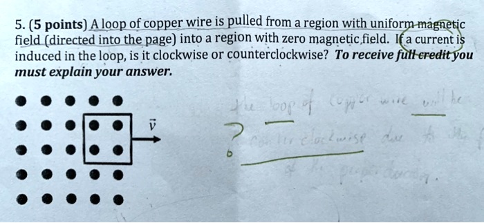 SOLVED: A loop of copper wire is pulled from a region with a uniform ...