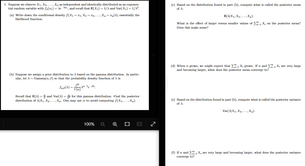 1 a f suppose we observe x1x2dotsxn as independent and identically distributed as an exponen tial random variable with flambda x1lambda elambda 1 and recall that ex11lambda and varx1 97157