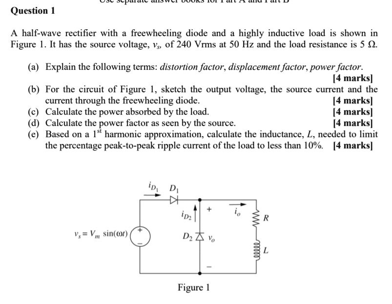SOLVED A halfwave rectifier with a freewheeling diode and a highly