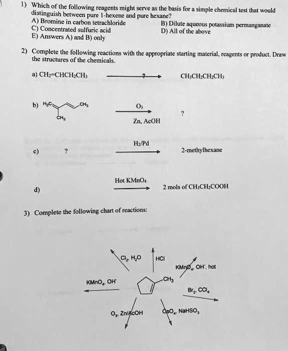 SOLVED Which of the following reagents might serve as the basis for a