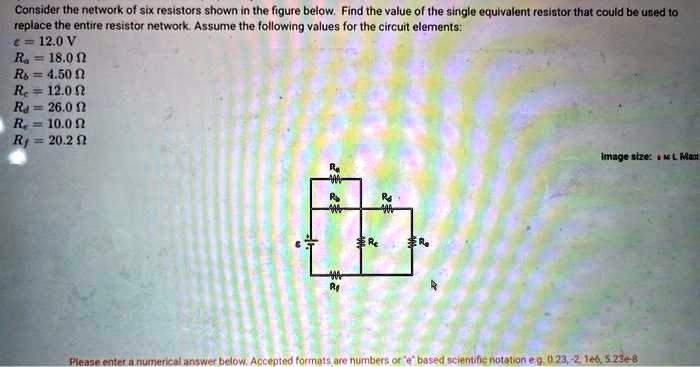 Consider the network of six resistors shown in the figure below. Find the value of the single equivalent resistor that could be used to replace the entire resistor network. Assume the following values for the circuit elements:
? = 12.0 V
Ra = 18.0 ?
Rb = 4.50 ?
Rc = 12.0 ?
Rd = 26.0 ?
Re = 10.0 ?
Rf = 20.2 ?